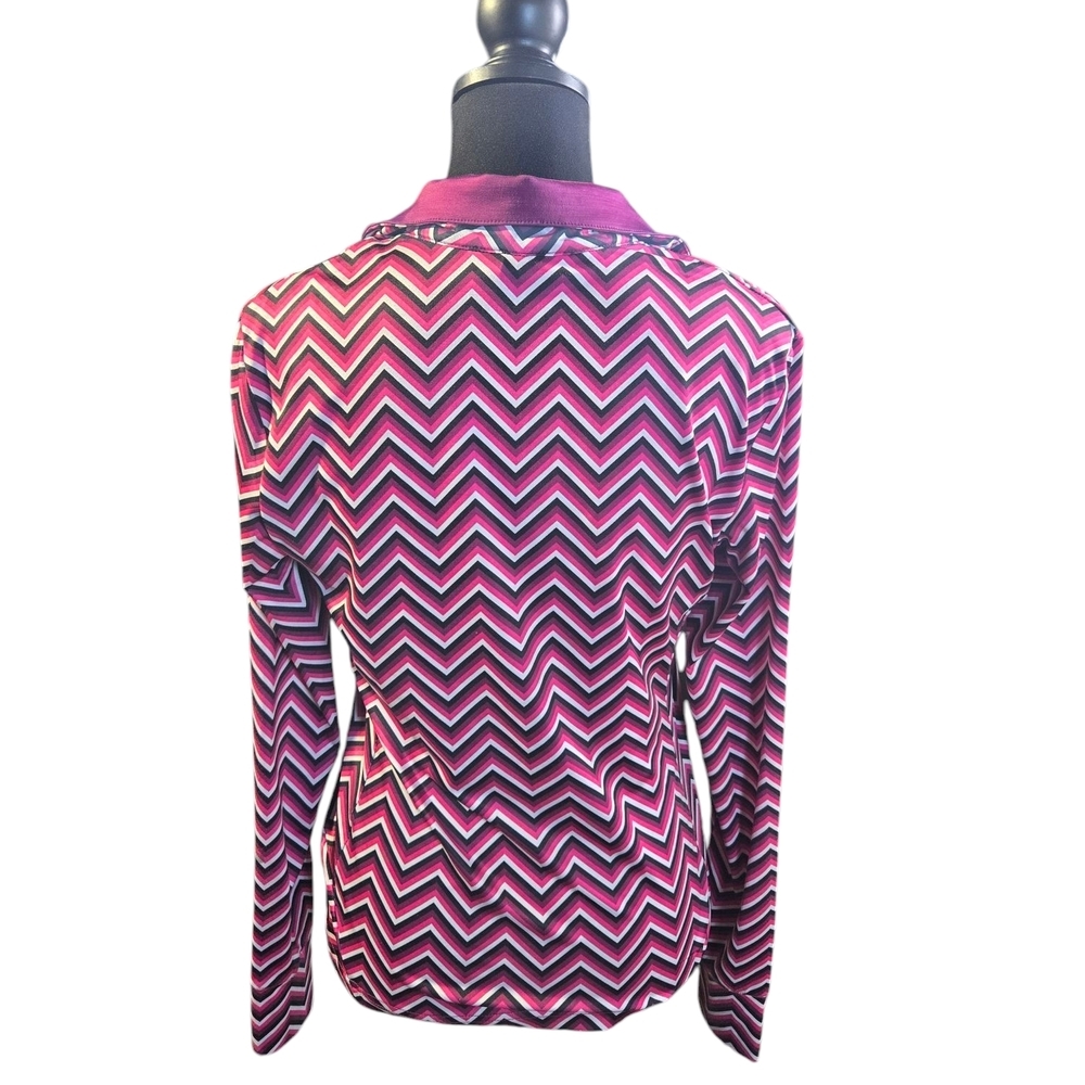 Chevron Patterned Pink and Purple Women's Top GG Blue Sz S - Picture 2 of 7